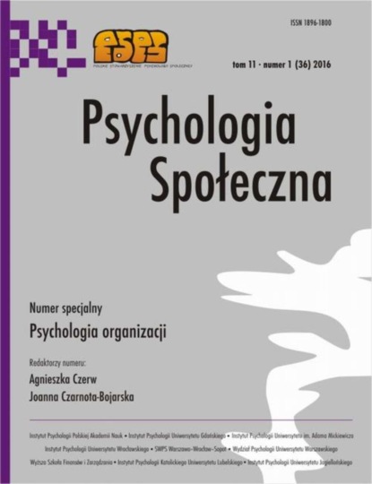 

Psychologia Spoleczna nr 1(36)/2016