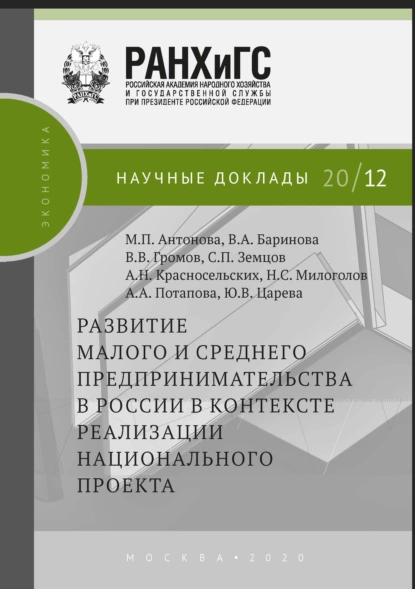 Обложка книги Развитие малого и среднего предпринимательства в России в контексте реализации национального проекта, В. В. Громов